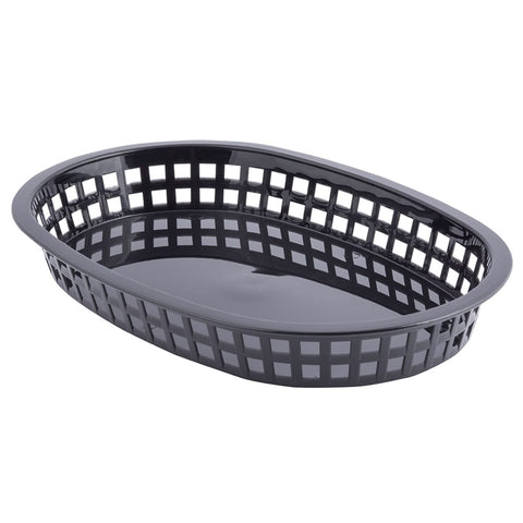 Tablecraft 1076BK Chicago Platter Basket, Oval, Black Polypropylene, 10-1/2 x 7 x 1-1/2 in