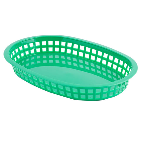 Tablecraft 1076G Chicago Platter Basket - Oval, Green, 10-1/2" x 7" x 1-1/2"