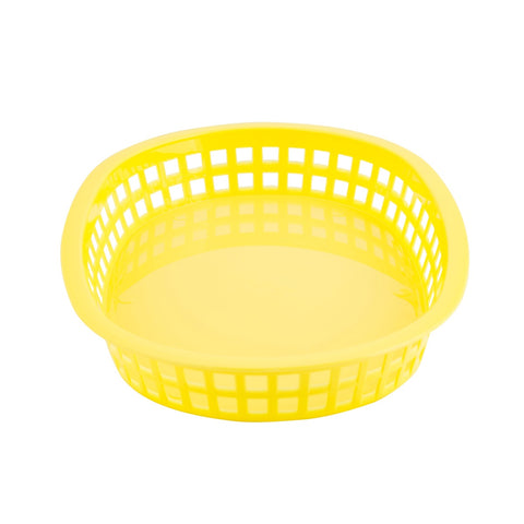 TableCraft Products 1076Y Chicago Platter Basket - Yellow Oval Polypropylene Fast Food Basket