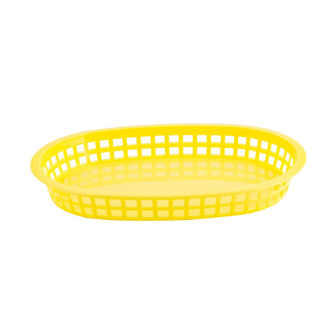 TableCraft Products 1076Y Chicago Platter Basket - Yellow Oval Polypropylene Fast Food Basket
