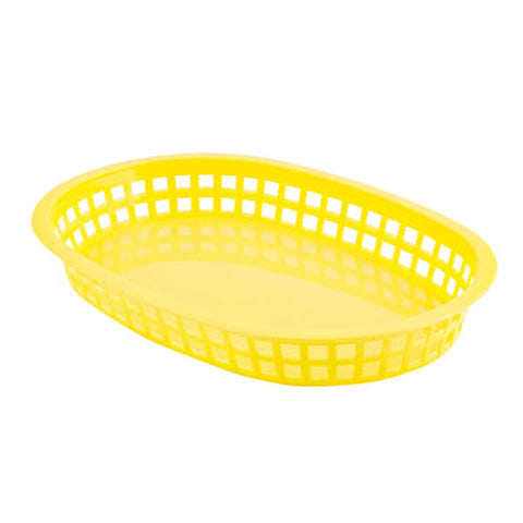 TableCraft Products 1076Y Chicago Platter Basket - Yellow Oval Polypropylene Fast Food Basket