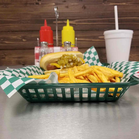 Tablecraft Products 1079FG Forest Green Mas Grande Rectangular Plastic Serving Basket
