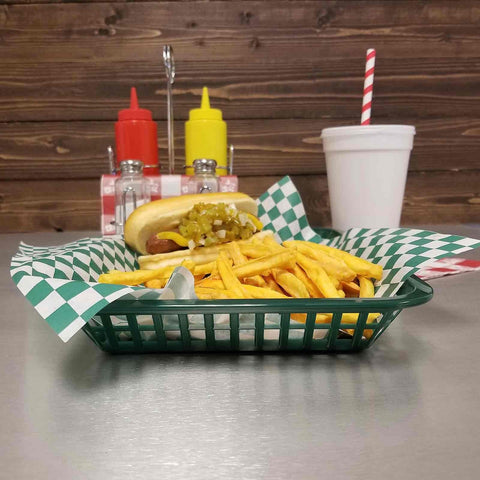 Tablecraft Products 1079FG Forest Green Mas Grande Rectangular Plastic Serving Basket
