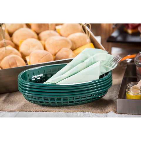 Tablecraft 1084FG Forest Green Jumbo Oval Plastic Serving Basket