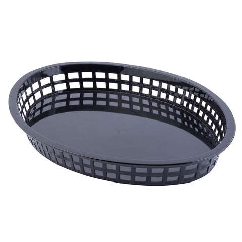 Tablecraft 1086BK Texas Platter Oval Black Polypropylene Fast Food Basket