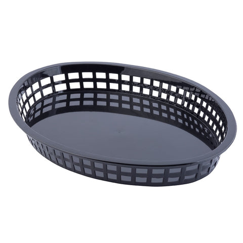 Tablecraft 1086BK Texas Platter Oval Black Polypropylene Fast Food Basket