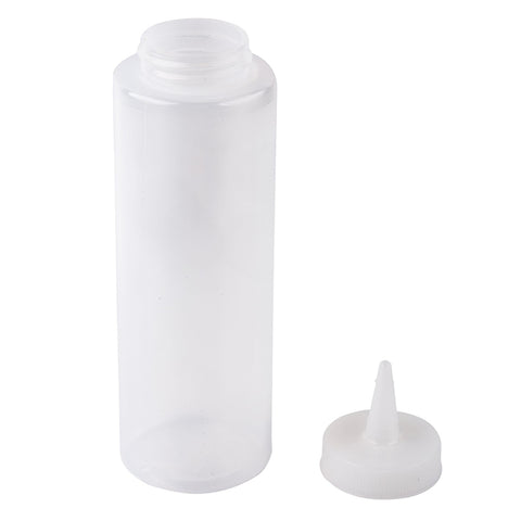 Tablecraft Products 108C 8 oz Clear Squeeze Bottle with Cone Tip and Natural Top