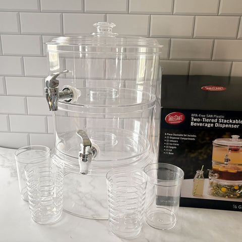 TableCraft 10961 Two-Tier Stackable SAN Beverage Dispenser, 2 Gallon