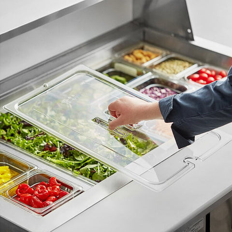 Cambro 10CWCHN135 Camwear Full Size Clear Polycarbonate Handled Lid with Spoon Notch
