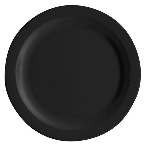 Cambro 10CWNR110 Camwear 10" Black Narrow Rim Polycarbonate Plate