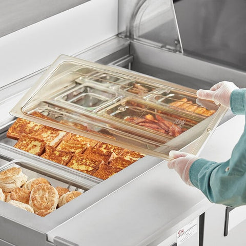 Cambro 10HPC150 H-Pan Full Size Amber High Heat Flat Lid