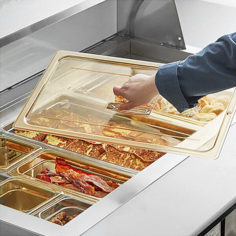 Cambro 10HPCH150 H-Pan Full Size Amber High Heat Handled Flat Lid