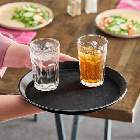 Cambro 1100CT110 Camtread 11" Round Black Non-Skid Serving Tray