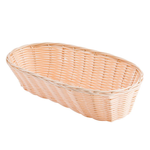 Tablecraft 1113W Handwoven Oblong Polypropylene Bread Basket, Natural, 13" x 5" x 3"