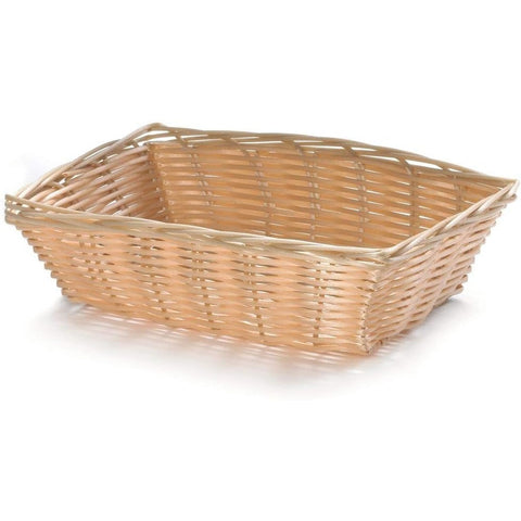 Tablecraft 1172W 9" x 6" Rectangular Natural Woven Poly Cord Basket