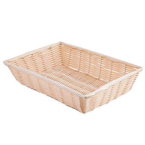 Tablecraft 1188W Handwoven Natural Polypropylene Rectangular Basket, 14" x 10" x 3"
