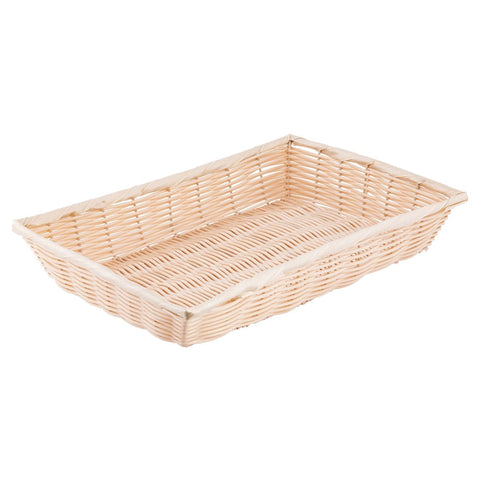 Tablecraft 1189W Handwoven Polypropylene Rectangular Basket, 16-1/4 x 11-1/4 x 3