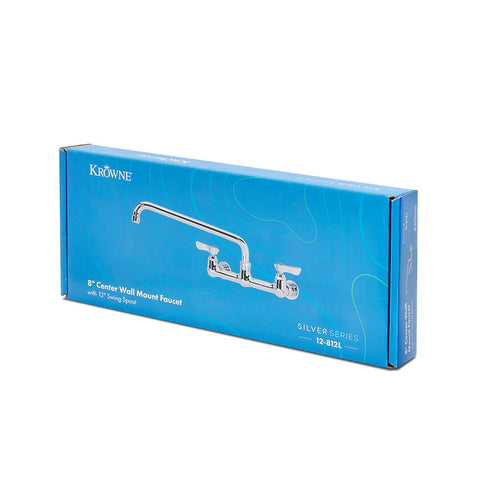 Krowne Metal 12-812L Silver Series 8" Center Wall Mount Faucet with 12" Swing Spout