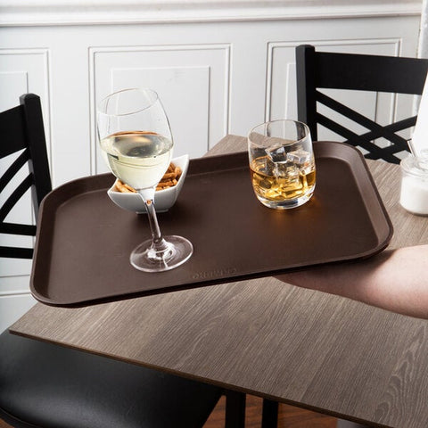 Cambro 1216CT138 Camtread Non-Skid Fiberglass Serving Tray, 12" x 16\" Tavern Tan