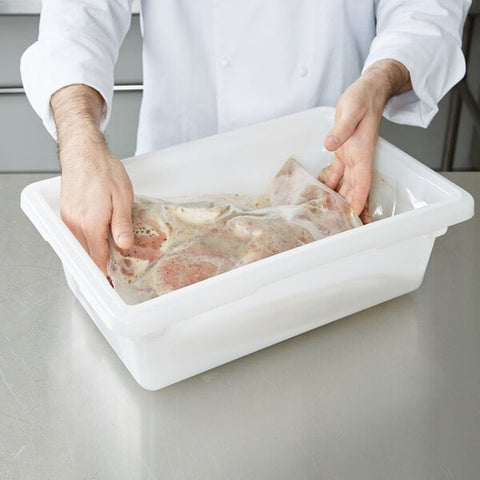 Cambro 12186P148 White Poly Food Storage Box, 18" x 12" x 6"