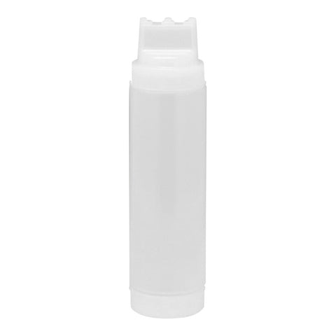 TableCraft Products 12463C3F 24 oz. SelecTop Wide Mouth Dualway FIFO Squeeze Bottle with 3 Top Openings