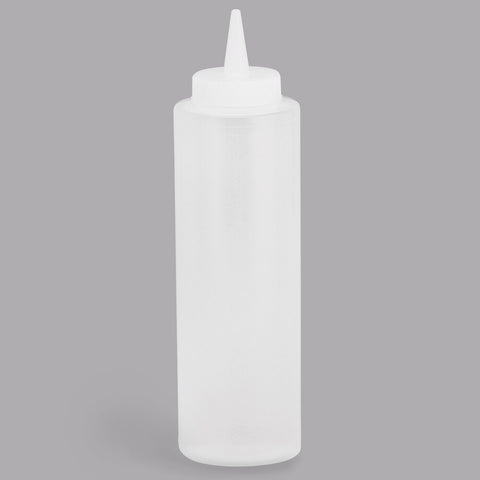 Tablecraft Products 124C-1 24 oz Clear Squeeze Bottle with Cone Tip and Natural Top