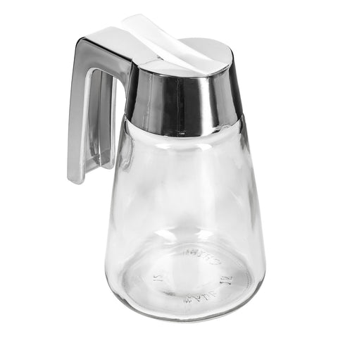 Tablecraft Products 1271 12 oz Glass Dripcut Syrup and Dressing Server with Chrome ABS Top