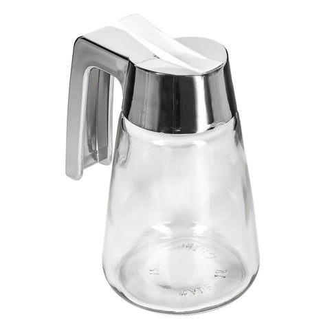 Tablecraft Products 1271 12 oz Glass Dripcut Syrup and Dressing Server with Chrome ABS Top