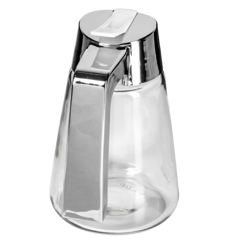 Tablecraft Products 1271 12 oz Glass Dripcut Syrup and Dressing Server with Chrome ABS Top