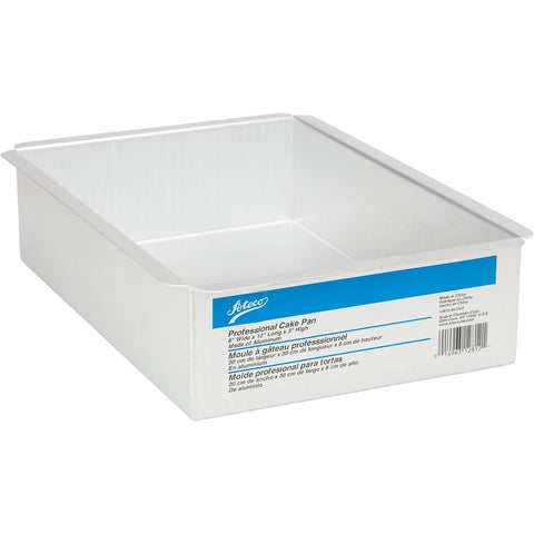 Ateco 12812 12" x 8" x 3" Rectangular Straight-Sided Aluminum Cake Pan