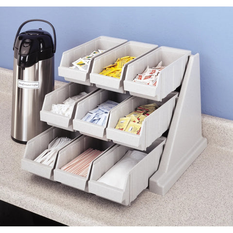Cambro 12RS12110 Versa Black 3-Tier 12-Bin Self-Serve Organizer Rack