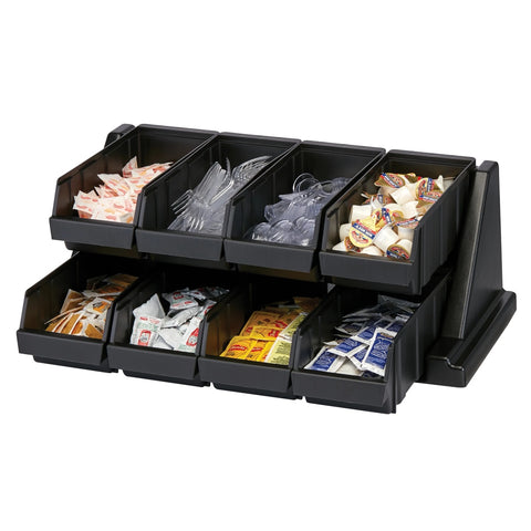 Cambro 12RS12110 Versa Black 3-Tier 12-Bin Self-Serve Organizer Rack