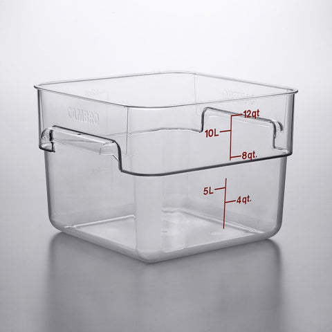 Cambro 12SFSCW135 CamSquares Classic 12 Qt. Clear Square Polycarbonate Food Storage Container