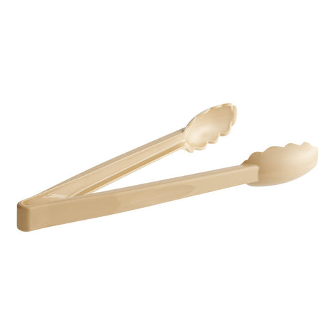 Cambro 12TGS133 Lugano 12" Beige Scallop Grip Plastic Tongs