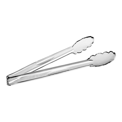 Cambro 12TGS135 Lugano 12" Clear Scallop Grip Plastic Tongs