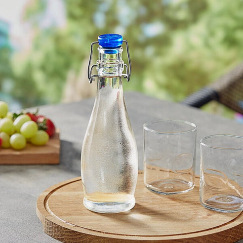 Libbey Glass 13151017 12.5 oz. Glass Water Bottle / Oil Vinegar Cruet with Wire Bail Lid