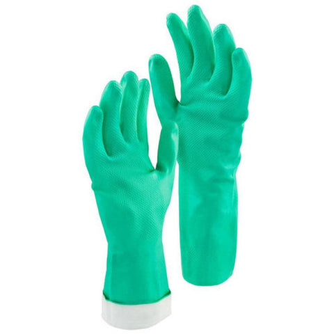 Libman Commercial 1317 Reusable Nitrile Janitorial Gloves, Small, Green