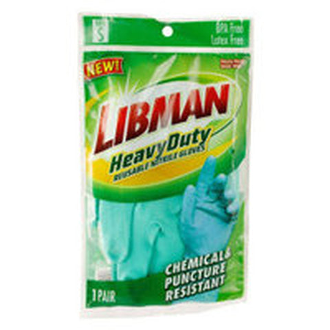 Libman Commercial 1317 Reusable Nitrile Janitorial Gloves, Small, Green
