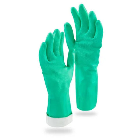 Libman Commercial 1318 Medium Green Reusable Nitrile Janitorial Gloves