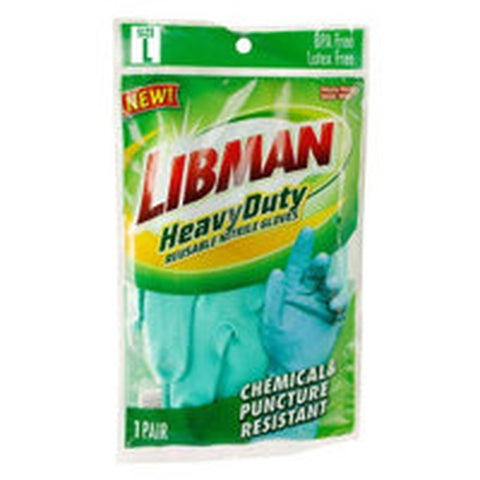 Libman Commercial 1319 Heavy-Duty Reusable Nitrile Gloves, Large