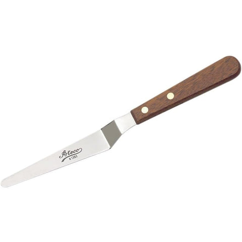 Ateco 1383 Tapered Offset Icing Spatula with 5" Stainless Steel Blade and Wood Handle