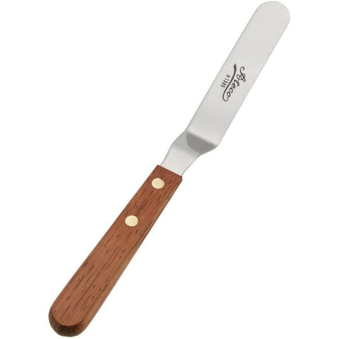 Ateco 1385 Small Offset Icing Spatula with 4-3/4" Stainless Steel Blade and Wood Handle