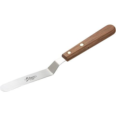 Ateco 1385 Small Offset Icing Spatula with 4-3/4" Stainless Steel Blade and Wood Handle