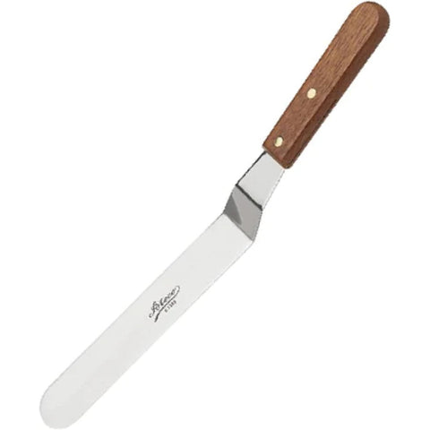 Ateco 1389 Medium Offset Icing Spatula with 9 3/4" Stainless Steel Blade and Wood Handle