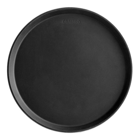 Cambro 1400CT110 Camtread 14" Round Black Non-Skid Serving Tray