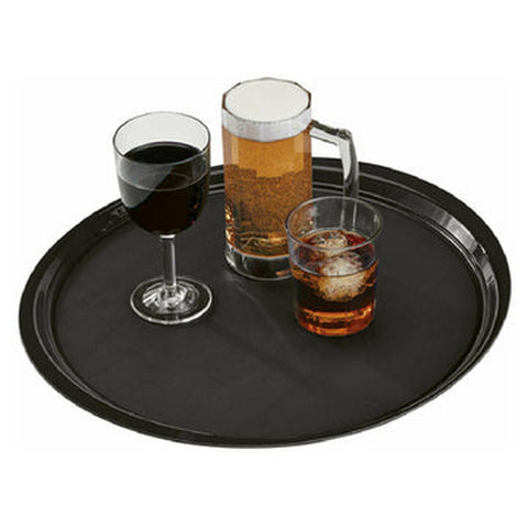 Cambro 1400ET110 Round EpicTread Non-Skid Serving Tray, Black, 15" Diameter