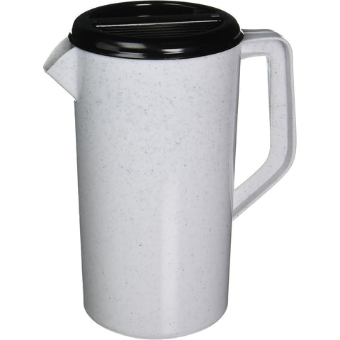 Tablecraft Products 144GRT 2.5 Qt Plastic Pitcher with 3-Way Sanitary Black Lid, Granite Finish