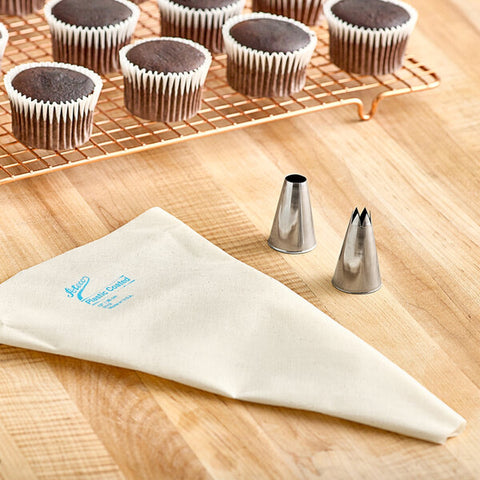 Ateco 1465 3-Piece Pastry Set with 12" Plastic-Coated Reusable Pastry Bag and 2 Stainless Steel Piping Tips