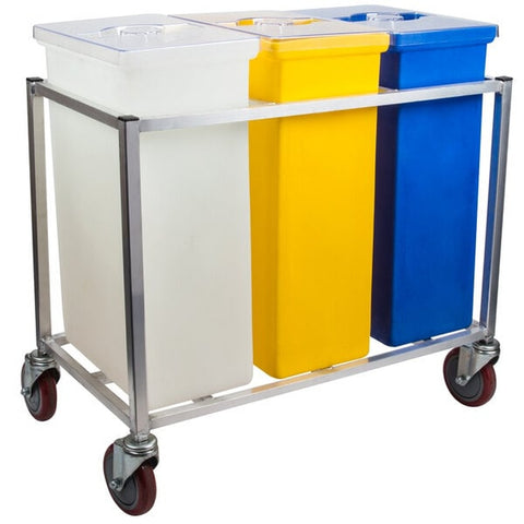 Winholt 148PIB Triple Ingredient Bin with Aluminum Frame and Casters