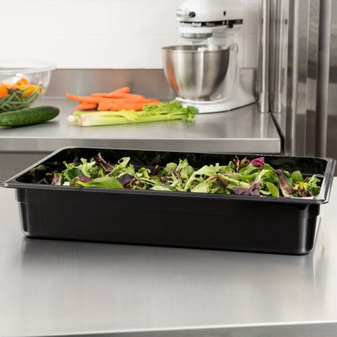 Cambro 14CW110 Camwear Full Size Black Polycarbonate Food Pan, 4" Deep